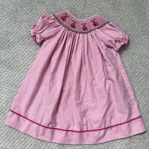 Silly Goose Hand Smocked Pink Gingham Dress - 12 M